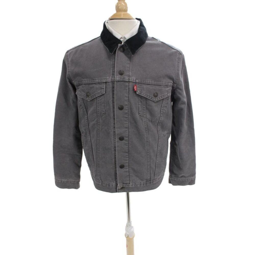 Levi's Mens Plaid Cotton Button Jacket Gray Size S